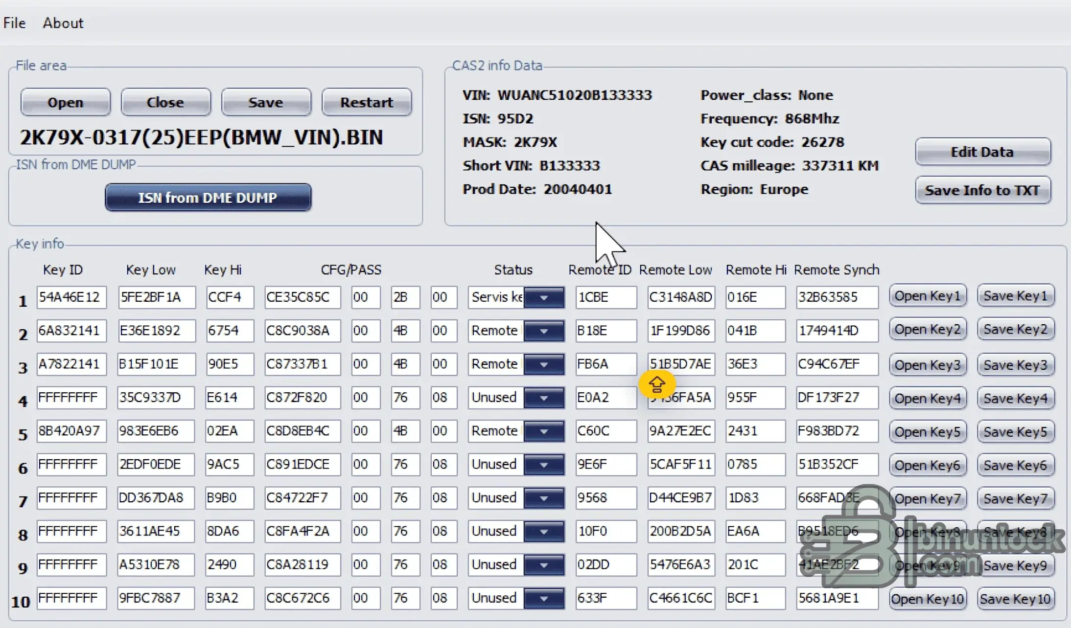 CAS2 2K79X Editor screenshot