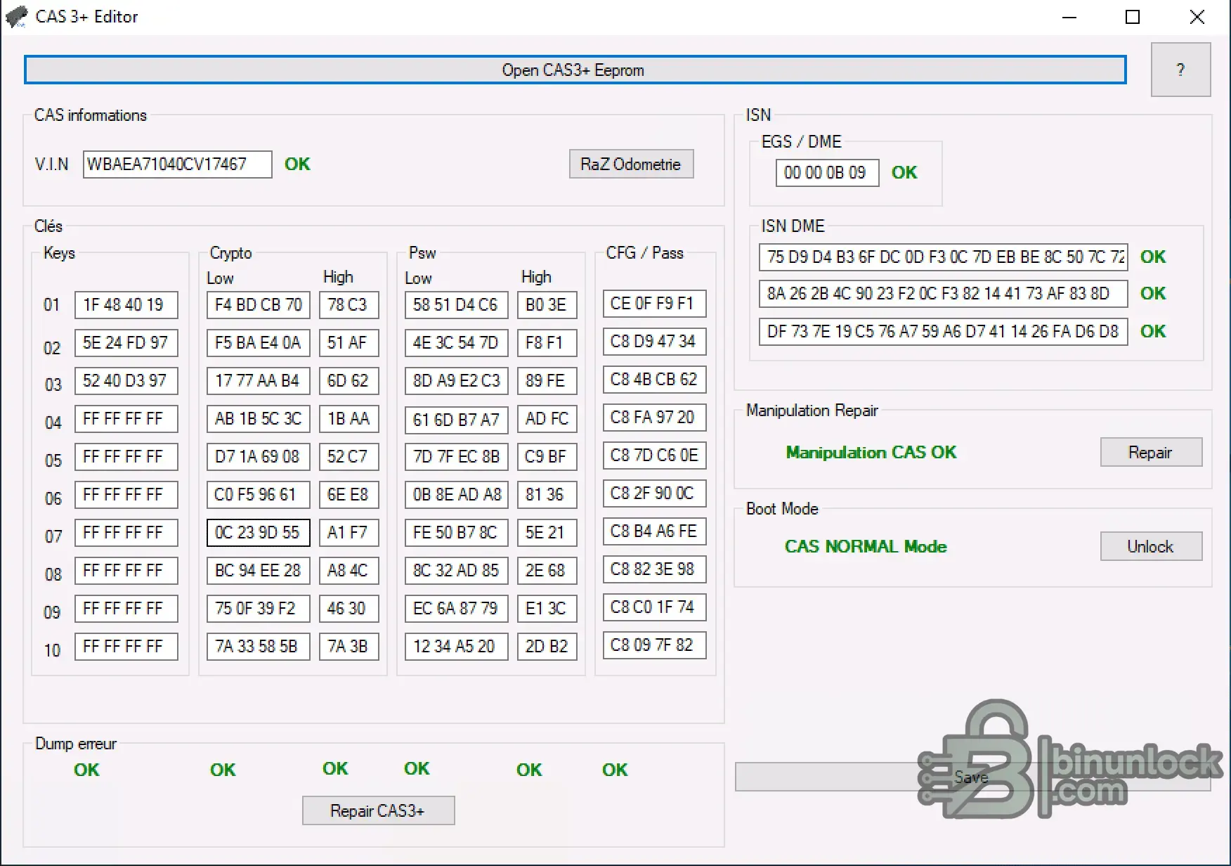 CAS3+ Editor — лучший инструмент для BMW ключей и ISN 2025-08-13 — скриншот 1