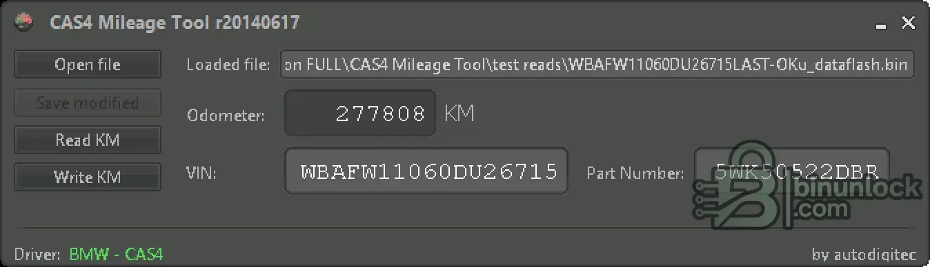 CAS4 Mileage Tool — CAS4 Odometer/VIN Viewer и редактор DataFlash R20140617 — скриншот 1