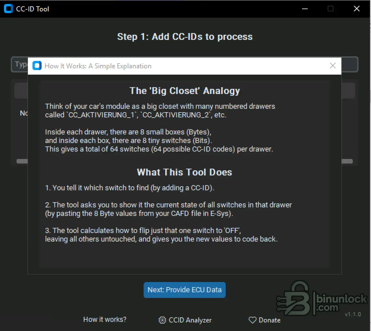 BMW CC-ID Tool для кодирования Check Control KOMBI 1.1.0 — скриншот 2