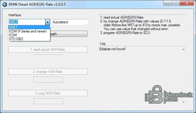 BMW Diesel AGR-Rate — утилита адаптации EGR 1.0.0.5 — скриншот 1