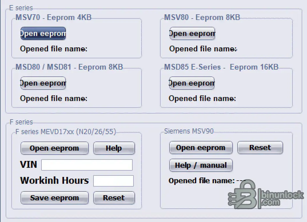 BMW Hours Resetter editor screen