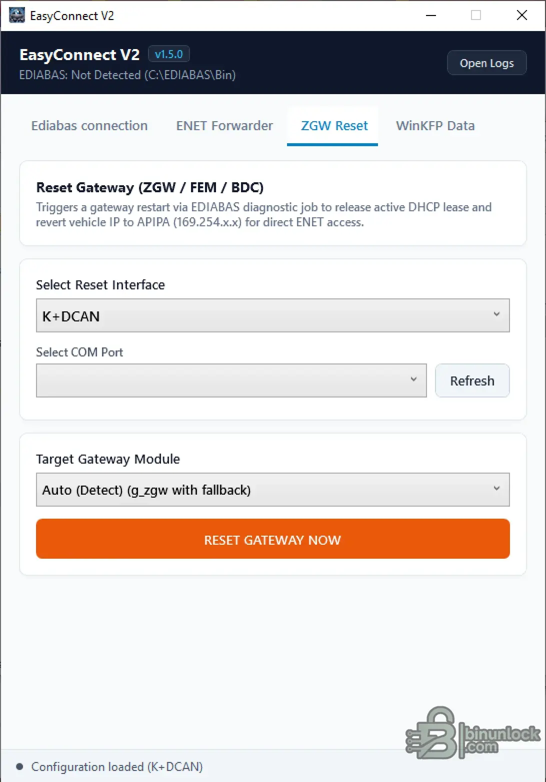 BMW EasyConnect — инструмент настройки EDIABAS, ENET, ZGW и WinKFP 1.5.0 — скриншот 3