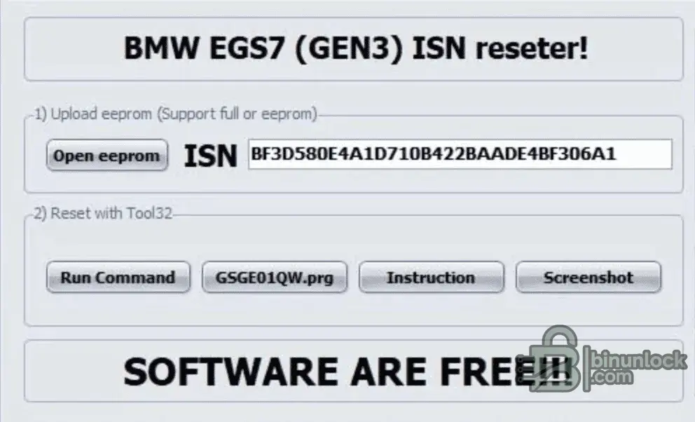 BMW EGS7 (GEN3) — сброс ISN 1.3 — скриншот 1