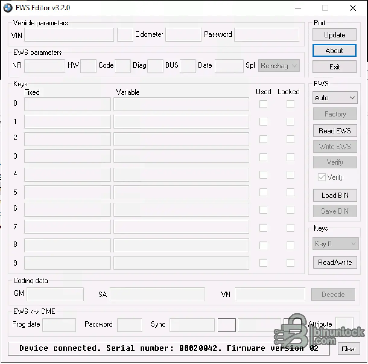 EWS Editor — классический инструмент для ключей и IMMO 3.2.0 — скриншот 1
