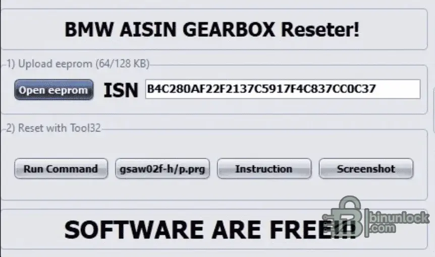 BMW AISIN EGS Resetter (сброс ISN для F39/F48) 1.0 — скриншот 1