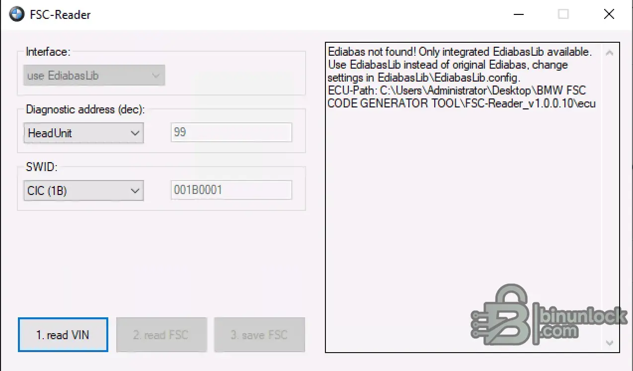 BMW FSC Code Generator & Reader (для активации карт CIC/NBT) 1.91 — скриншот 2