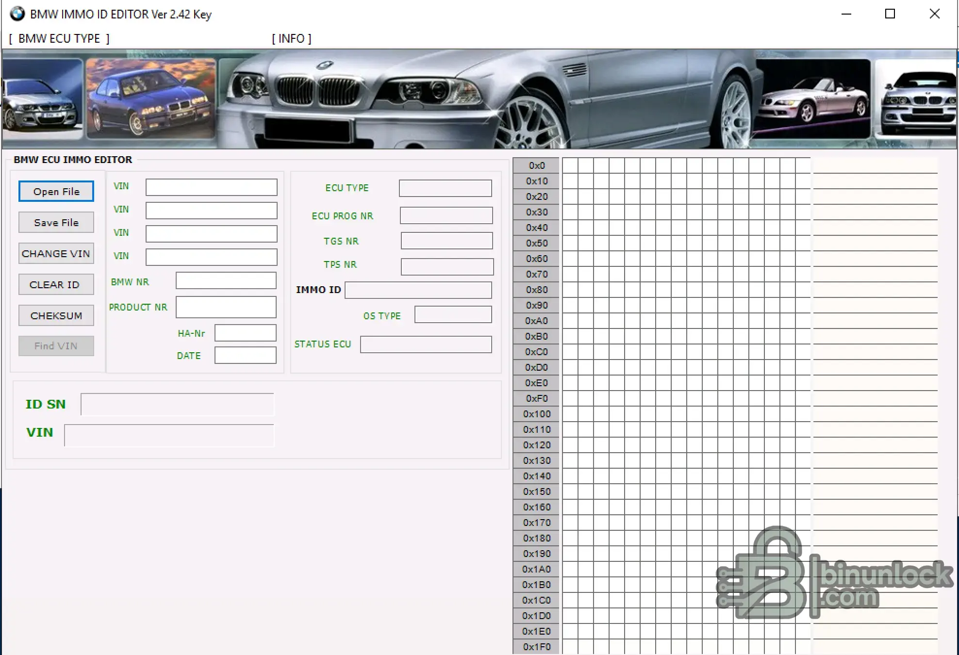 BMW IMMO ID — редактор идентификаторов иммобилайзера ECU 2.42 — скриншот 1