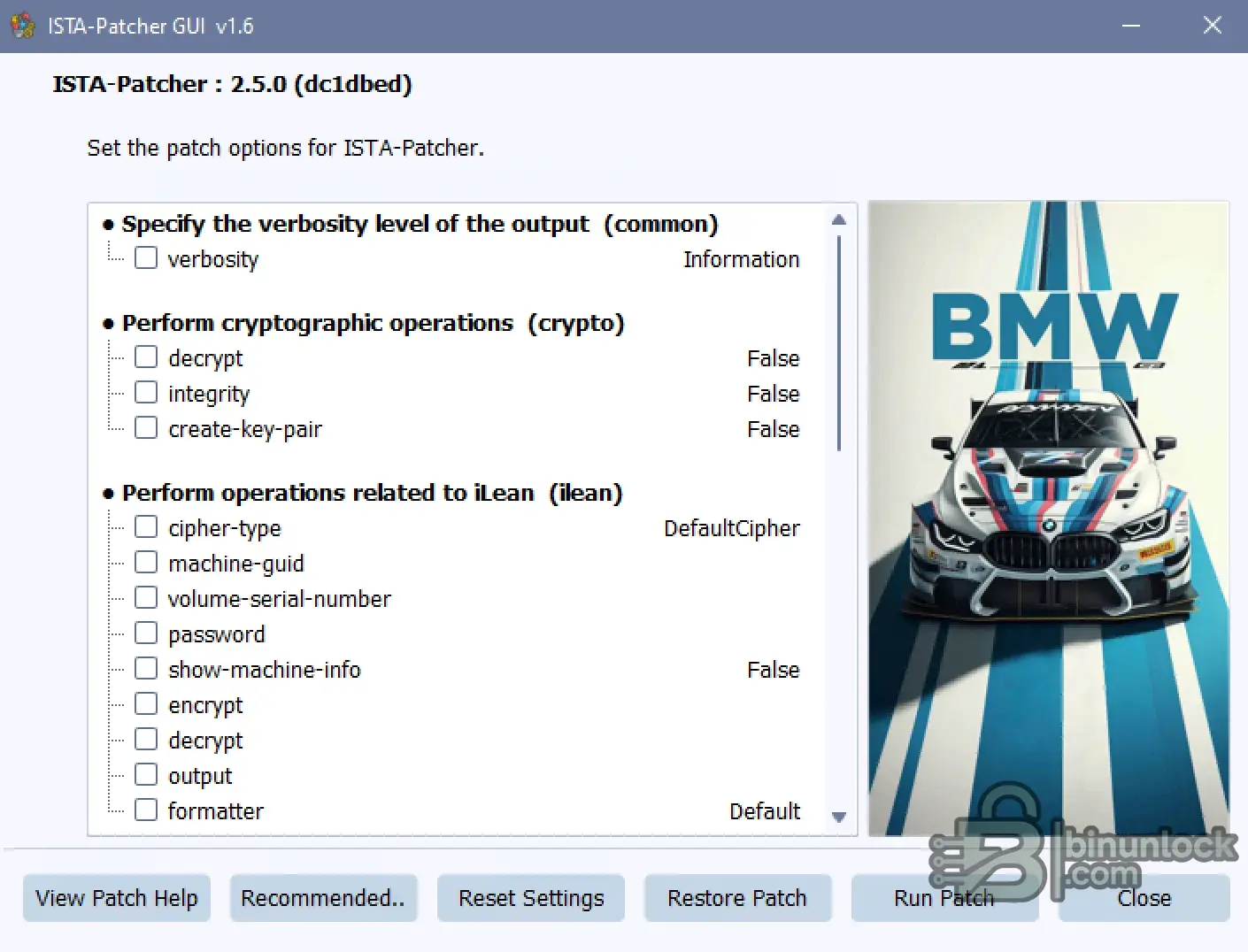 BMW ISTA Support Utility Configuration Service interface screenshot