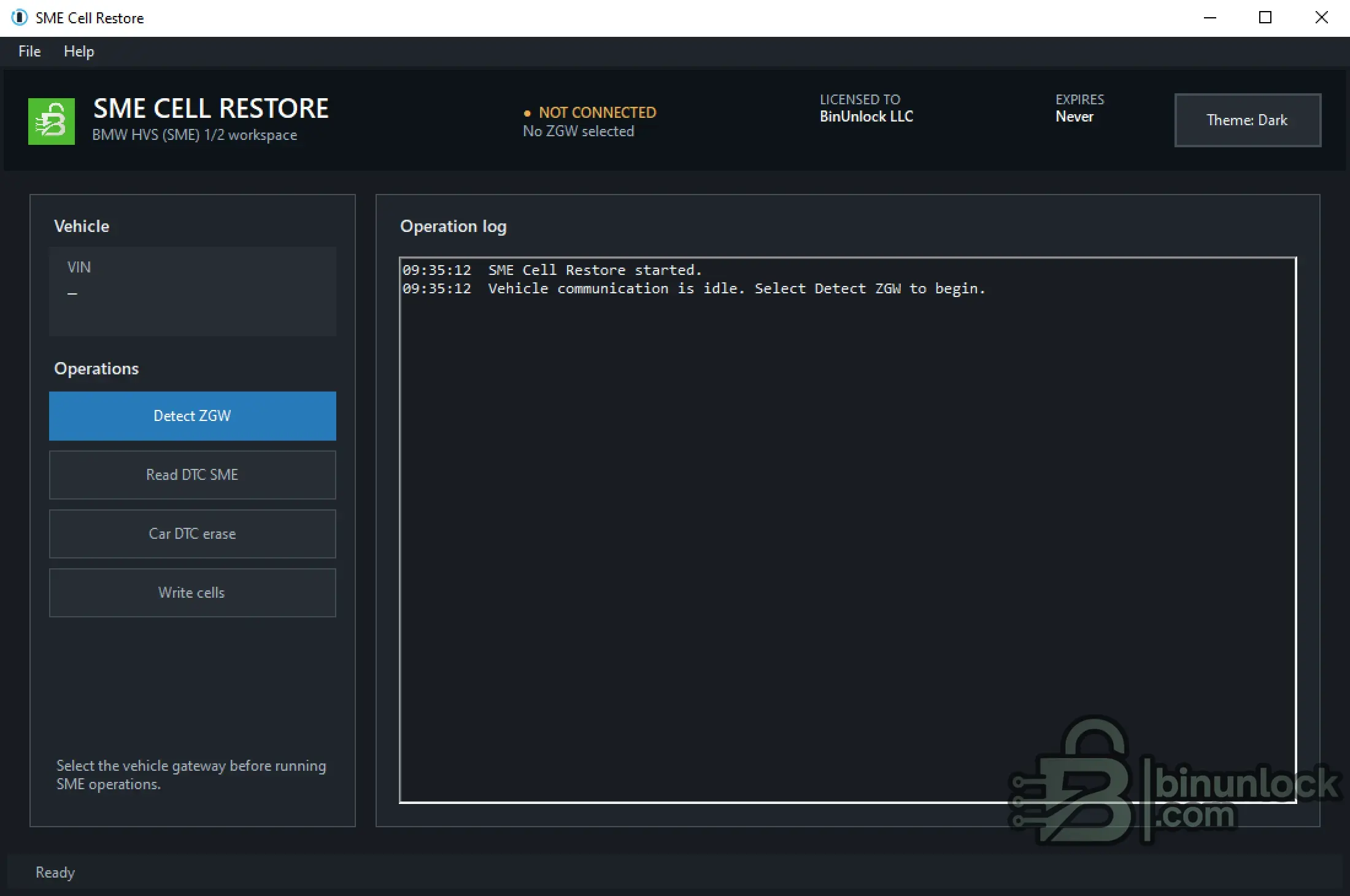 BMW SME HVS 01/02 Cell Restore Tool - восстановление ZGW, DTC и данных ячеек 2.0.0 — скриншот 1
