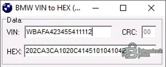 BMW VIN to HEX Toolkit — конвертер VIN→HEX и утилита для работы с ID ECU BMW 1.0 — скриншот 1