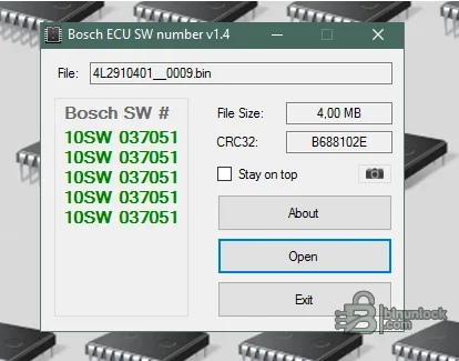Bosch ECU — поиск номера SW и идентификация бинарных файлов 1.4.0.0 — скриншот 1