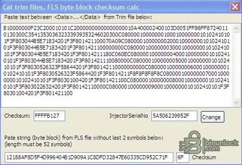 Калькулятор checksum для trim-файлов форсунок Caterpillar Unspecified — скриншот 1