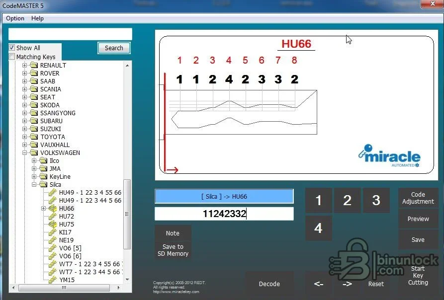 CodeMASTER 5 — база данных ключей Miracle и ПО для нарезки 5.55.1.0 — скриншот 1