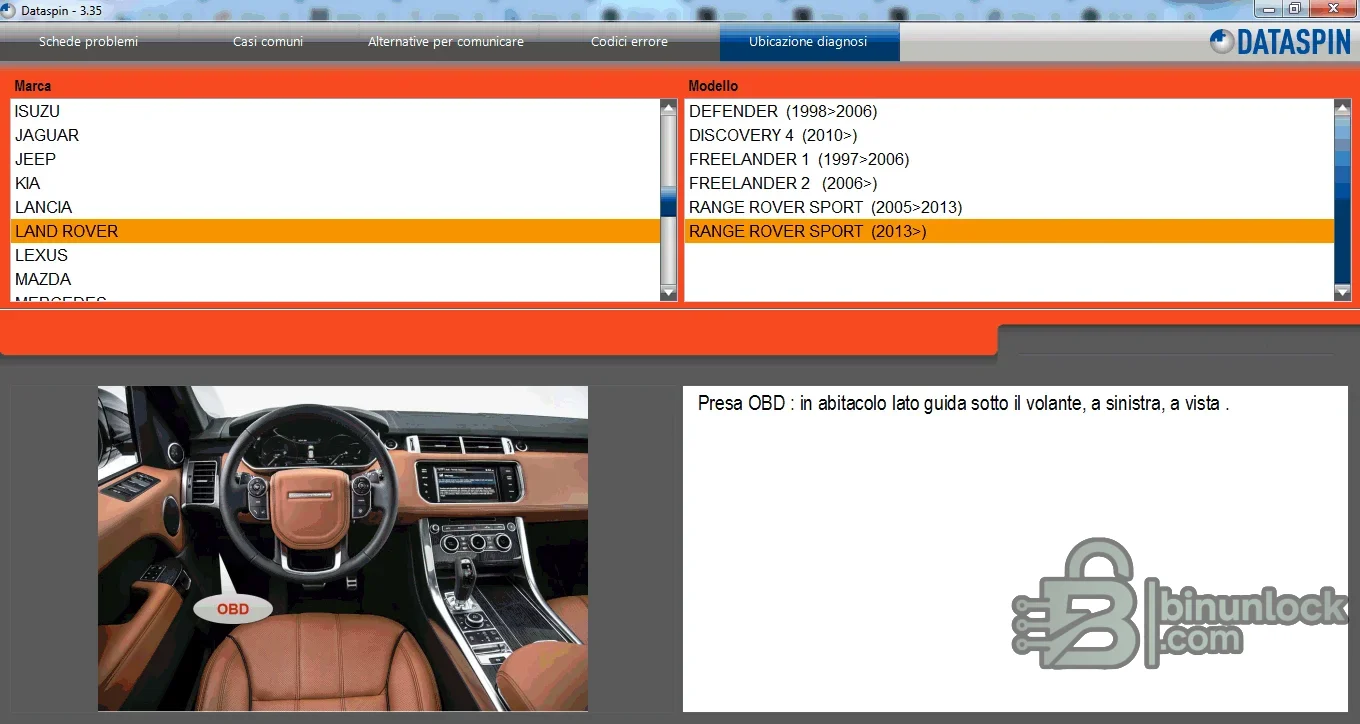 Dataspin — справочник по автомобильной диагностике и база расположения OBD — скриншот 1