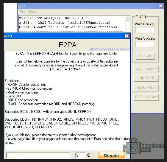 E2PA 2.1.1 checksum screen