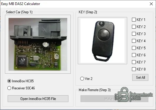Easy MB DAS2 — расчёт данных для дистанционных ключей Mercedes HC05 и 93C46 Unspecified — скриншот 1