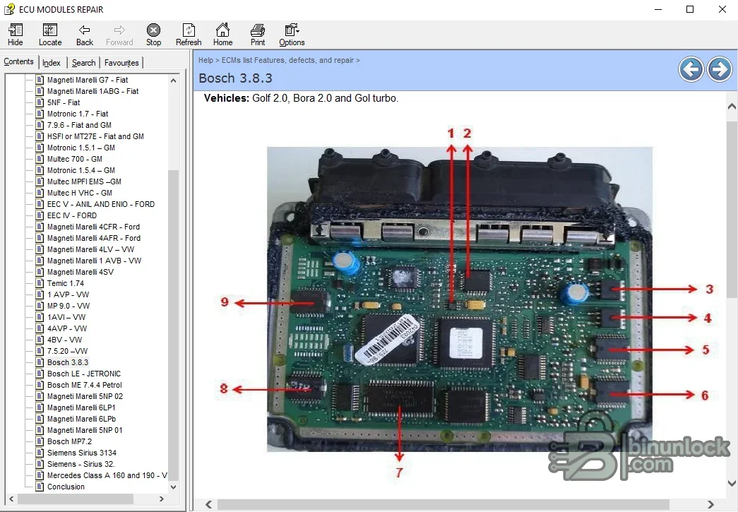 ECU Modules Repair Helper — справочник по компонентам ECM, распиновке и неисправностям — скриншот 2