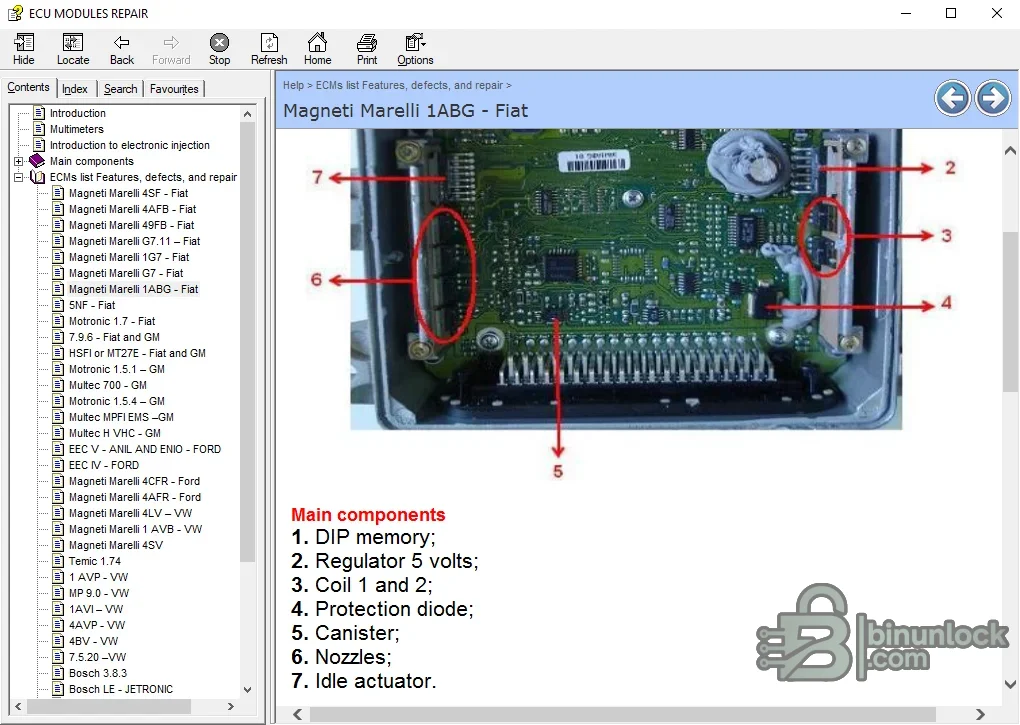 ECU Modules Repair Helper — справочник по компонентам ECM, распиновке и неисправностям — скриншот 1
