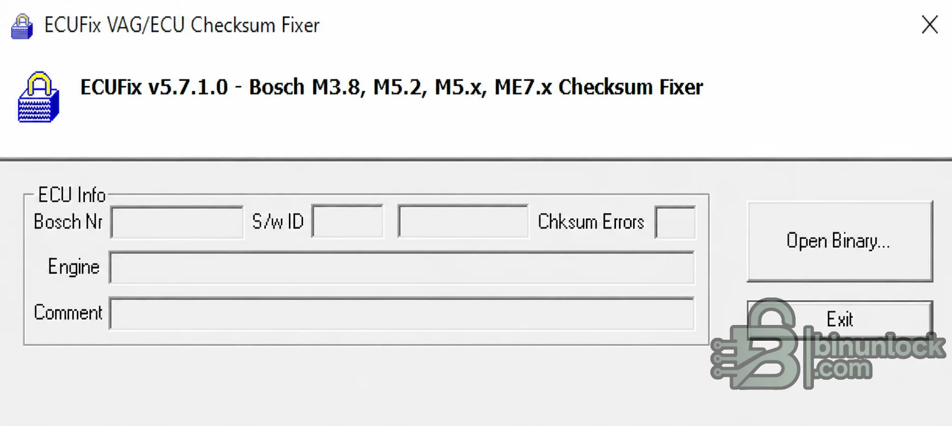 ECUFix — инструмент коррекции checksum для Bosch Motronic ECU 5.7.1.0 — скриншот 1