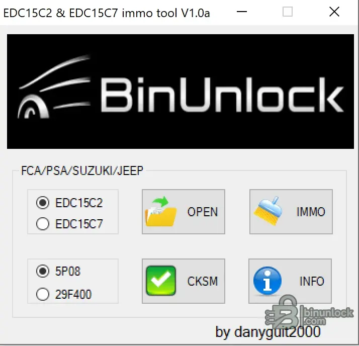 Bosch EDC15C2 EDC15C7 IMMO Offинструмент для PSA, FCA, Suzuki и Jeep 1.0a — скриншот 1