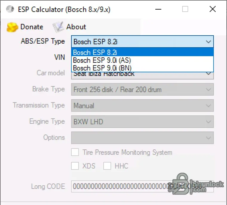 ESP Long Coding Calculator — настройка ABS Bosch 8.x и 9.x 1.0.0.7 — скриншот 1