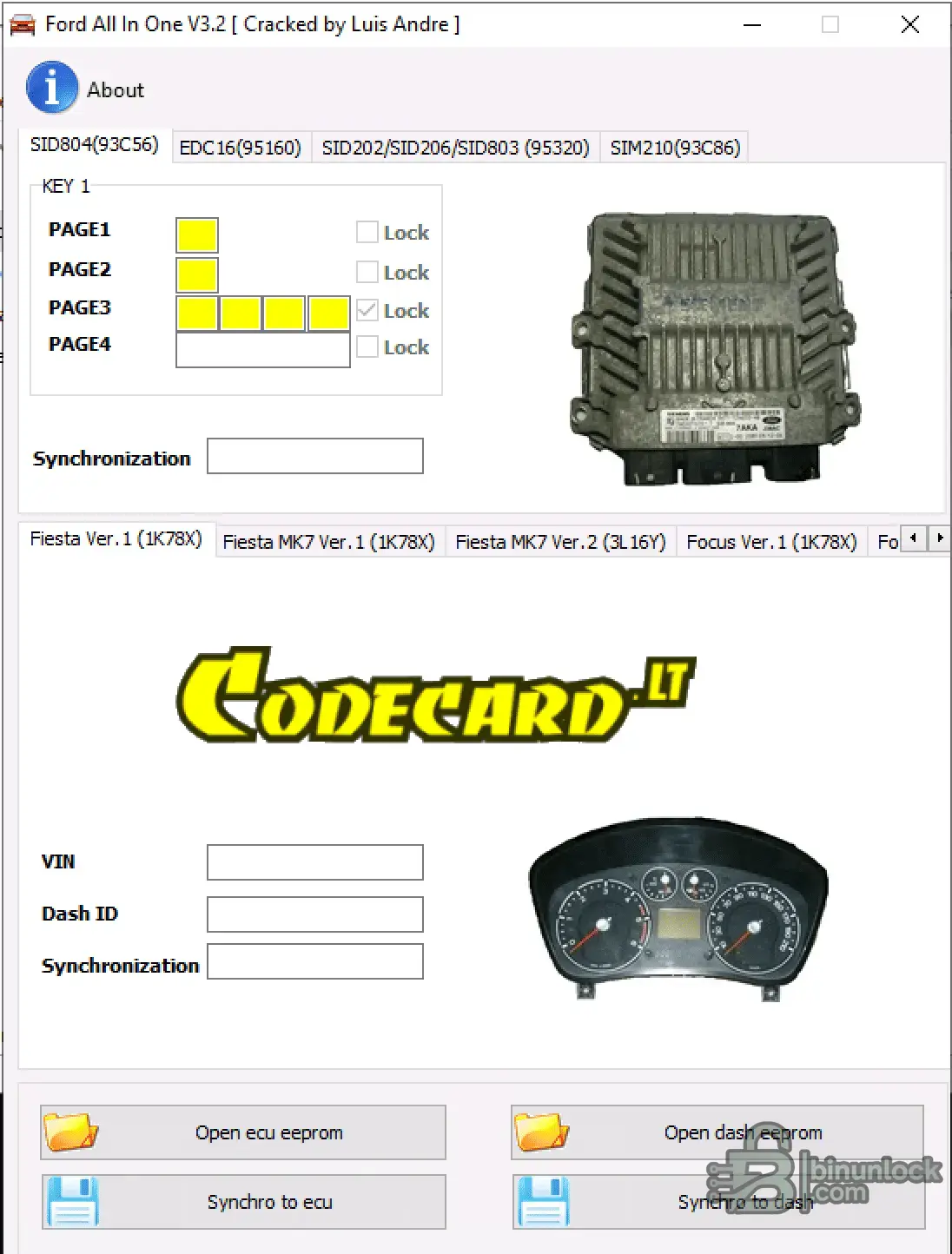Ford All-In-One — синхронизация PATS между ECU и приборной панелью для Fiesta/Focus/Transit/Mondeo 3.2 — скриншот 1