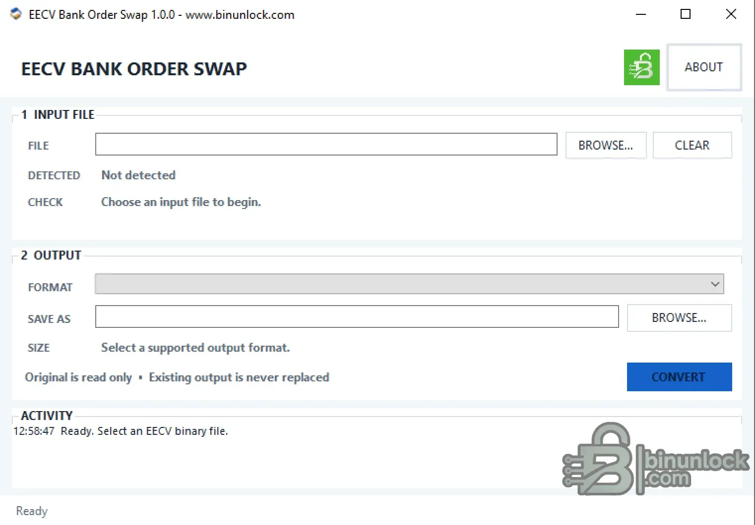Ford EEC-V Bank Order Swap — конвертер BIN-файлов прошивки PCM 1.0.0 — скриншот 1