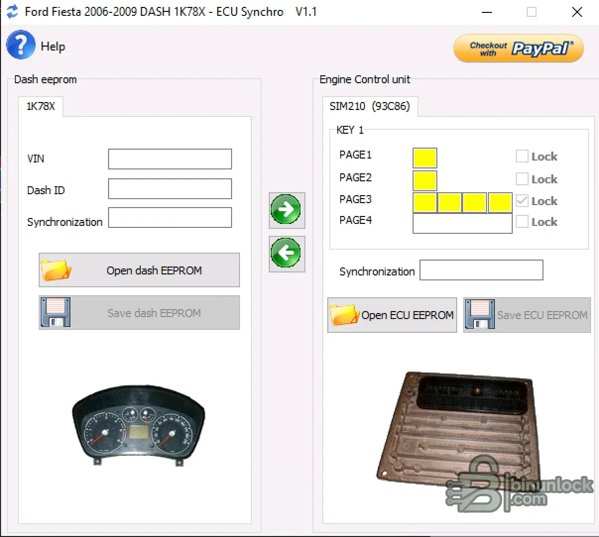 Ford Fiesta (06-09) — инструмент синхронизации DASH и ECU v1.1 — скриншот 1