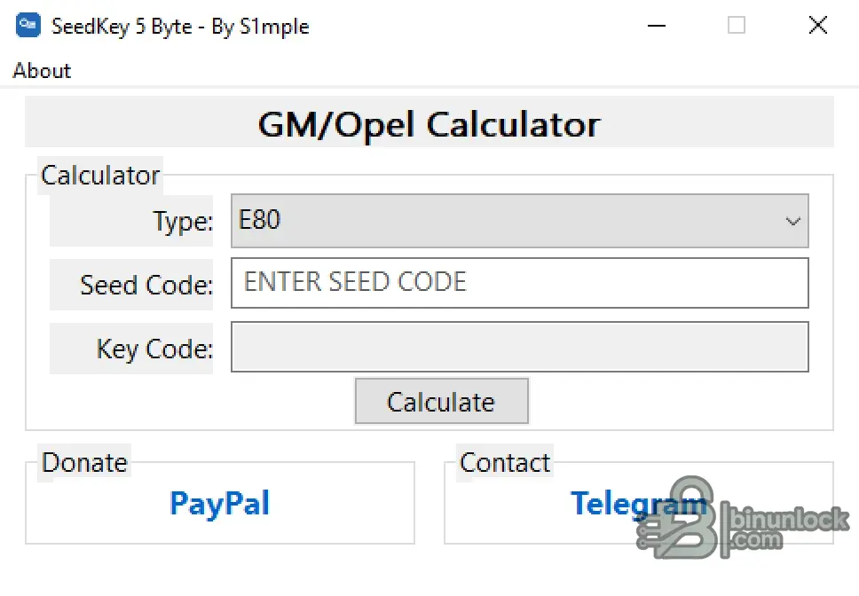 GM/Opel SeedKey — калькулятор 5-байтового ECU - E39/E78/E80/E82/E84/E90/E92 1.0.0 — скриншот 1