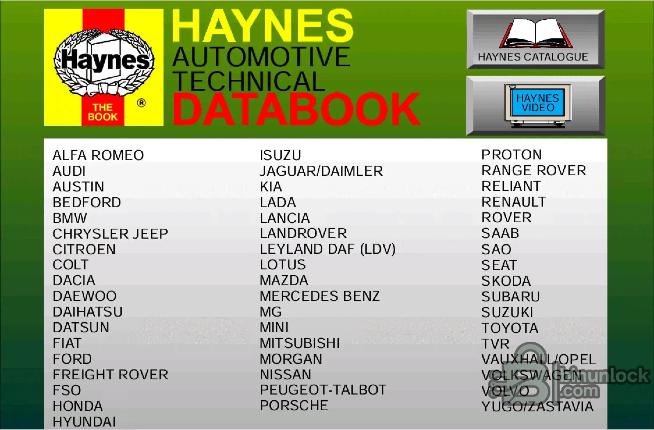 Haynes Automotive Technical Databook — технические сервисные данные по нескольким маркам — скриншот 1