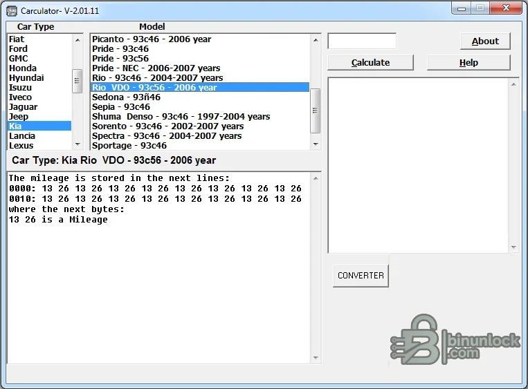 HCIP Dashboard Calculator — инструмент работы с данными одометра EEPROM 2.01.0011 — скриншот 1