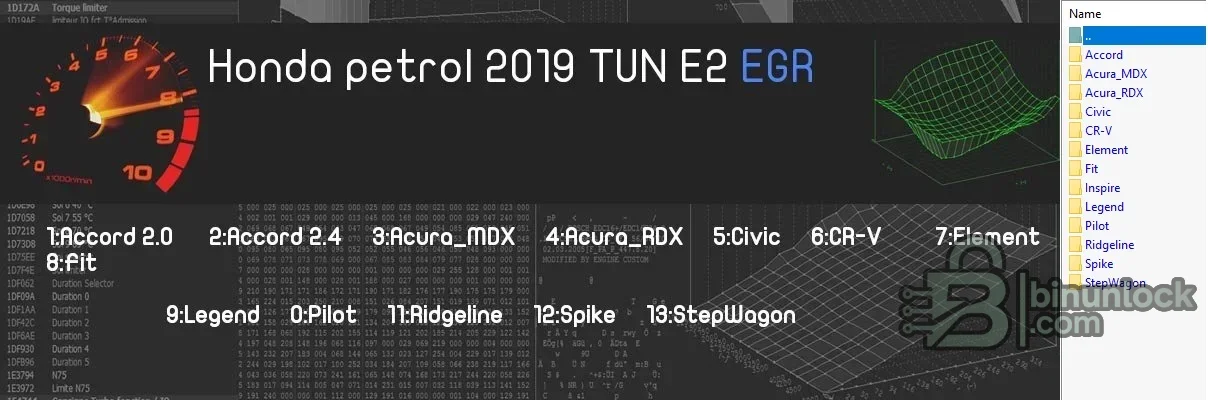 Коллекция файлов бензиновых ECU Honda — калибровки Accord, Civic, CR-V и Acura 2019 — скриншот 1