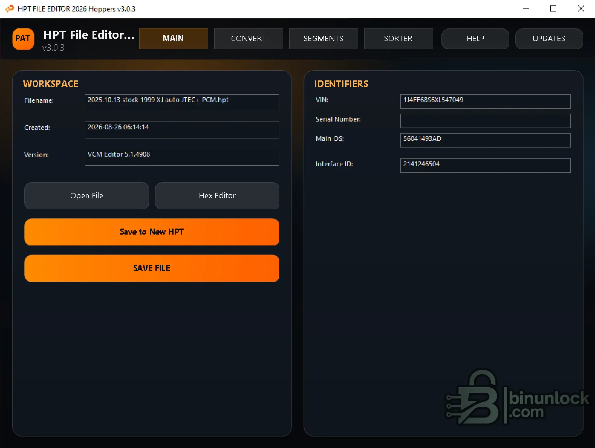 HPT File Editor 2026 Hoppers — HPT/BIN конвертация HPT/BIN, Hex и инструменты для сегментов 3.0.3 — скриншот 1