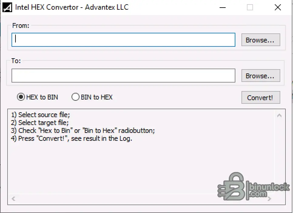 HEX Converter — утилита для прошивки HEX в BIN 1.0 — скриншот 1