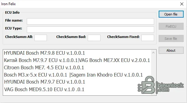 IronFelix — калькулятор контрольных сумм Bosch ECU и инструмент ремонта бензиновых бинарных файлов 1.0.0.1 — скриншот 1