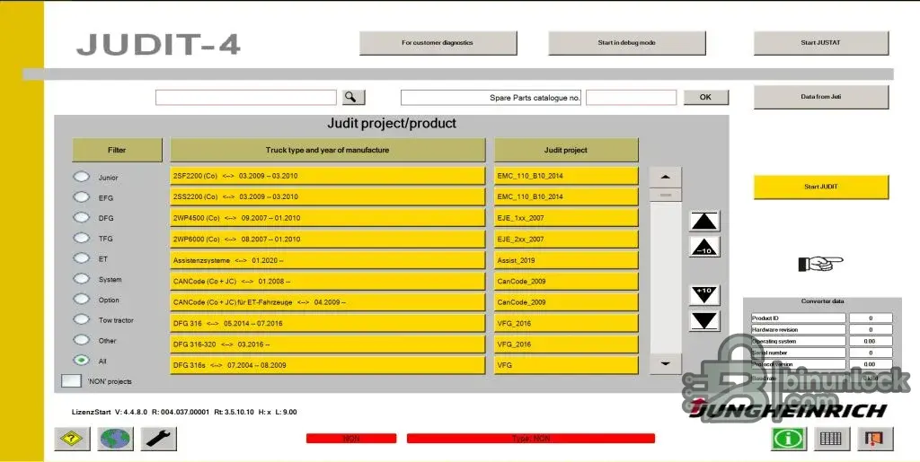 Jungheinrich JUDIT-4 Service Suite — диагностика и EPC 2025-10-03 — скриншот 1
