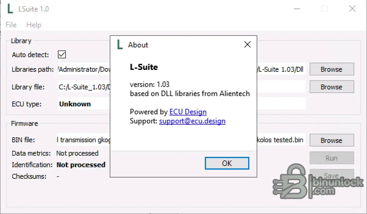 L-Suite ECU Analysis и утилиты контрольных сумм 1.03 — скриншот 1