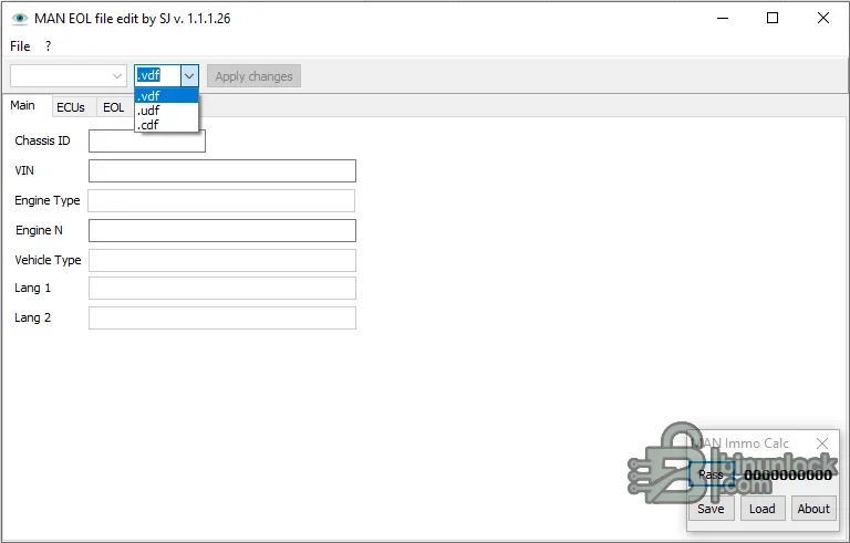 Офлайн-комплект программирования MAN — редактор EOL Flash и калькулятор IMMO 1.1.1.26 — скриншот 1