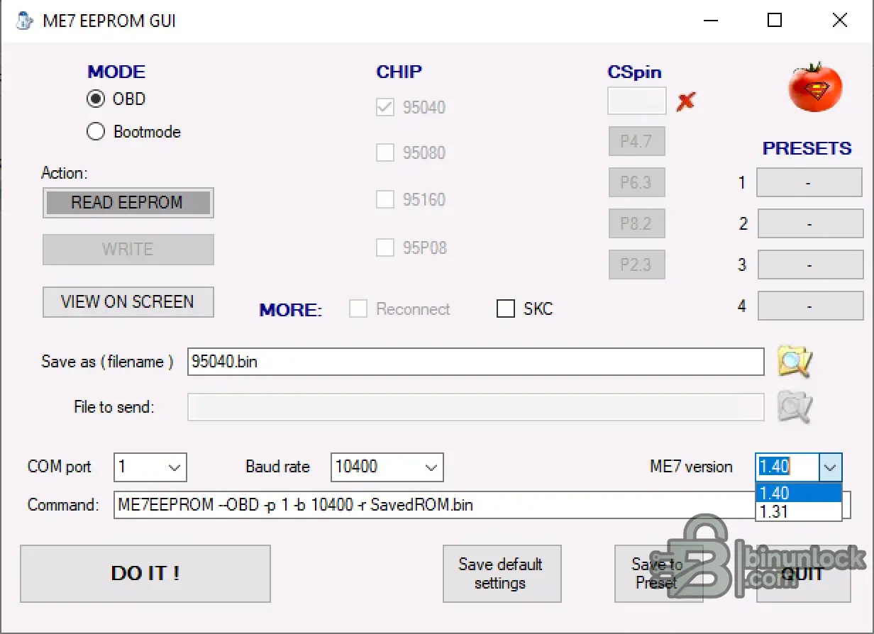 ME7 EEPROM GUI — OBD EEPROM Reader для Bosch ME7 1.0 — скриншот 1