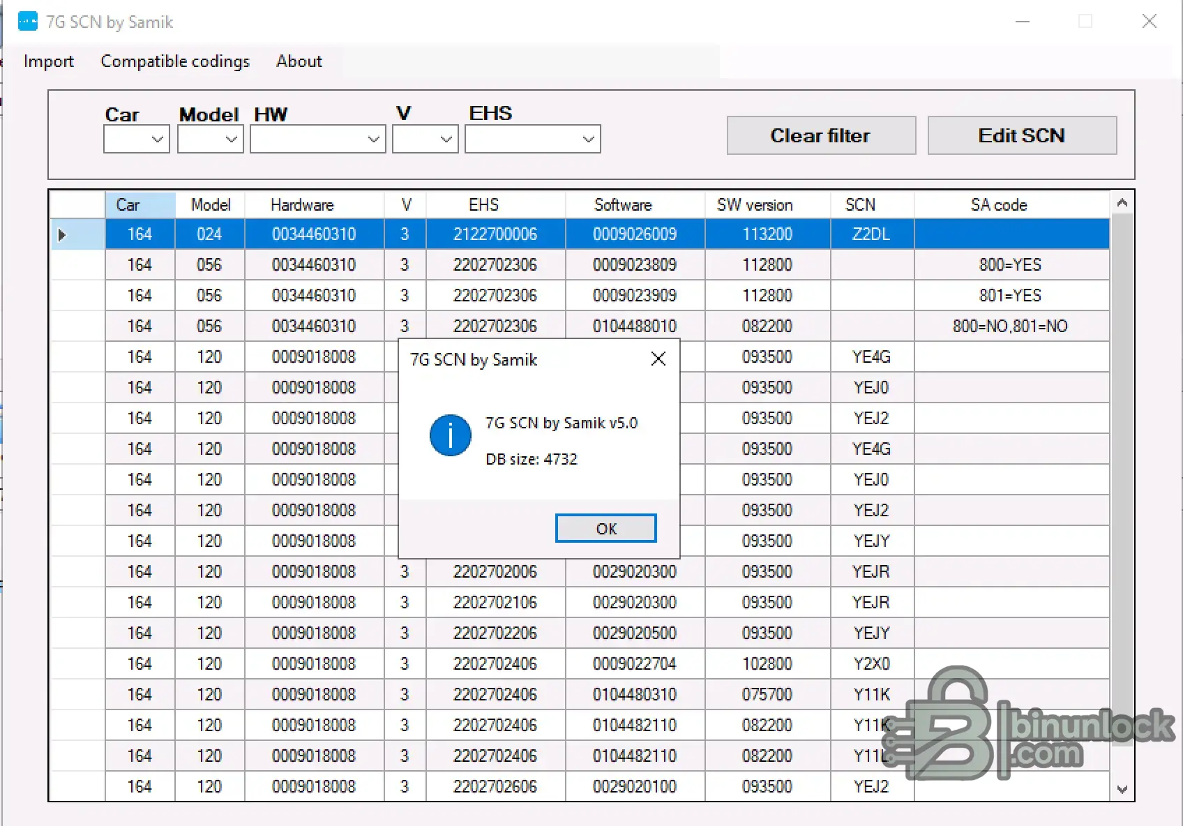Mercedes 7G SCN Data Browser 722.9 screenshot