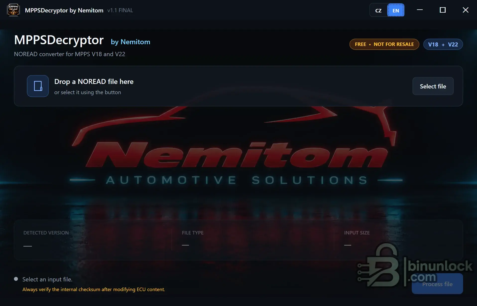 MPPSDecryptor — конвертер файлов NOREAD для MPPS V18 и V22 1.1 — скриншот 1