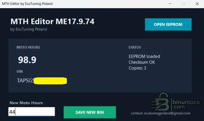 MTH Editor ME17.9.74 – Редактор моточасов и инструмент VIN Detection — вложение 1