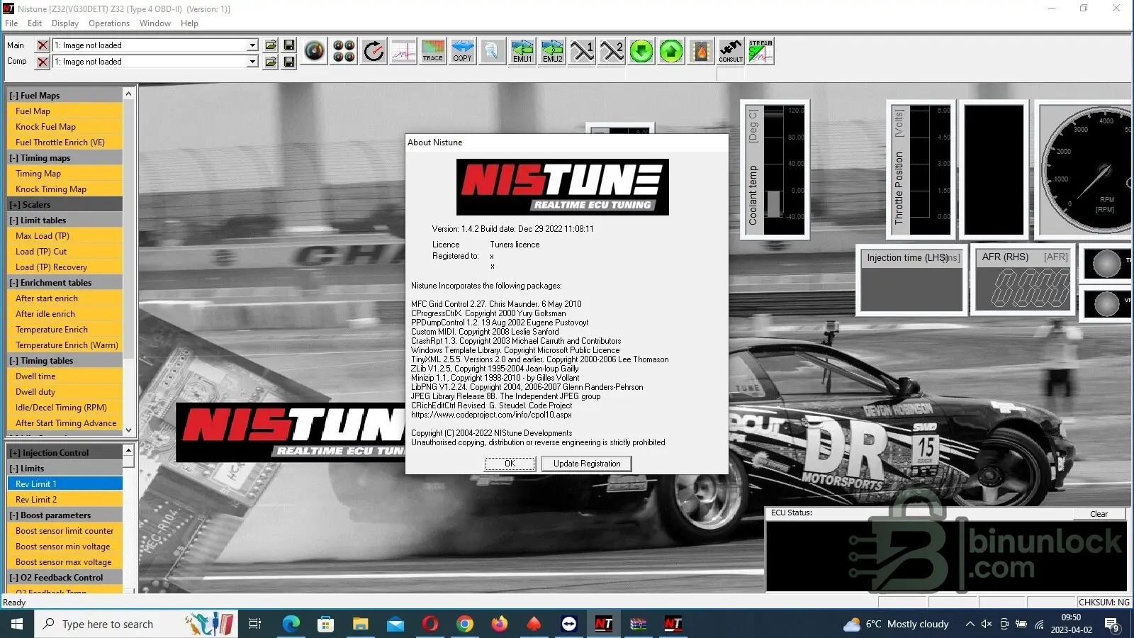 Nistune — пакет для тюнинга ECU Nissan 1.4.2 — скриншот 1