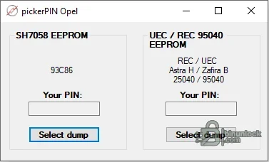Opel — калькулятор PIN для EEPROM SH7058 и 95040 0.0.1 alpha — скриншот 1