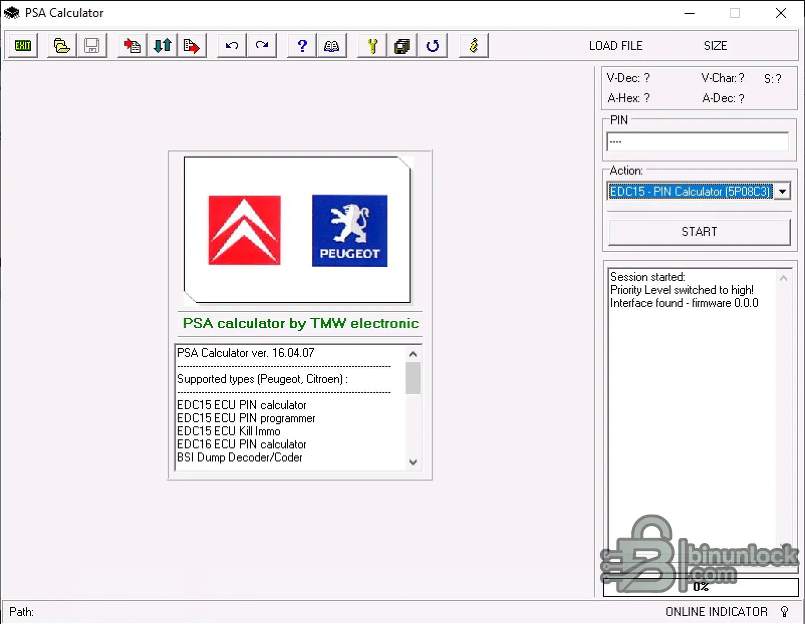 калькулятор PSA от TMW Electronic v16.04.07 — скриншот 1