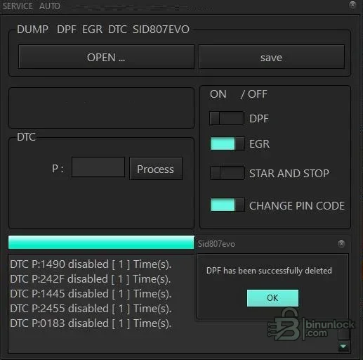 SID807EVO — редактор файлов Siemens DPF, EGR, DTC и PIN 1.0.0.0 — скриншот 1