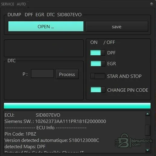 SID807EVO — редактор файлов Siemens DPF, EGR, DTC и PIN 1.0.0.0 — скриншот 2