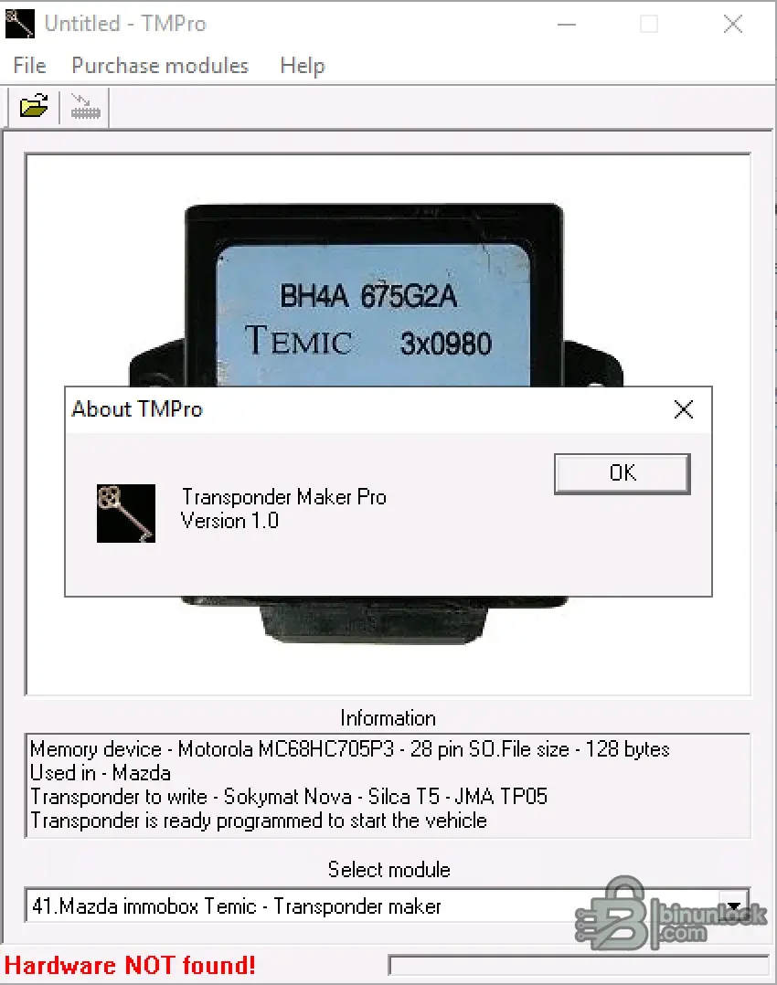 TMPro Transponder Maker Pro для работы с модулем иммобилайзера 1.0 — скриншот 2