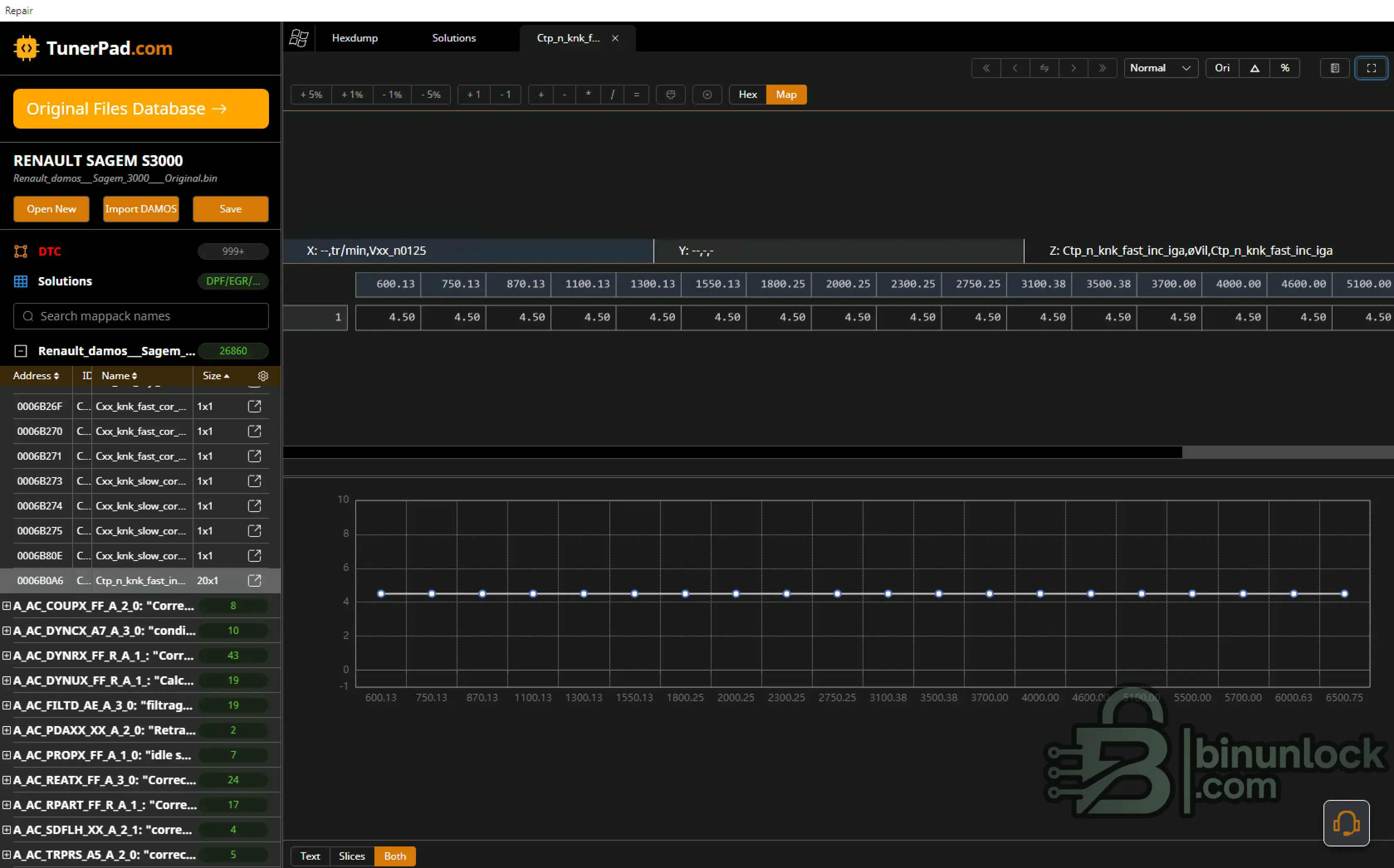 TunerPad — редактор карт в стиле DTC Remover и WinOLS R3.8 — скриншот 1